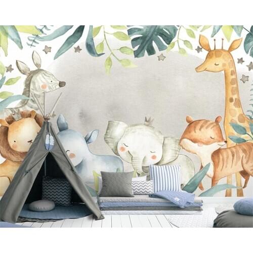 Beibehang papel de parede Custom Nordic modern minimalist animal elephant lion childrens room background wallpaper papier peint