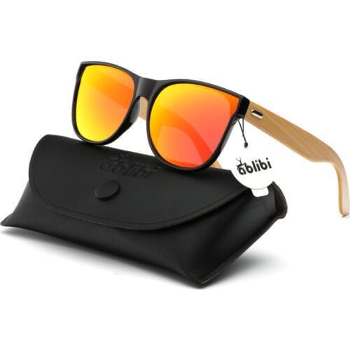 Ablibi Top Brand Designer Idea Gift Sunglasses Mens Polarized Bamboo Wood Eyewear Shades Womens Style Glasses in Leather Box