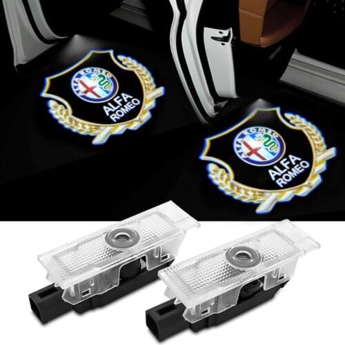 2pcs For Alfa Romeo 159 147 156 Giulietta 166 Mito Stelvio Giulia Car Door LED Welcome Lights Emblems Projector Accessories