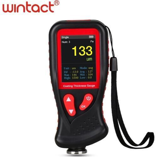 Wintact Coating Thickness Gauge Car Film Digital Thickness Gauge Tester 0-1300um LCD Rechargeable Body Paint Thickness Meter