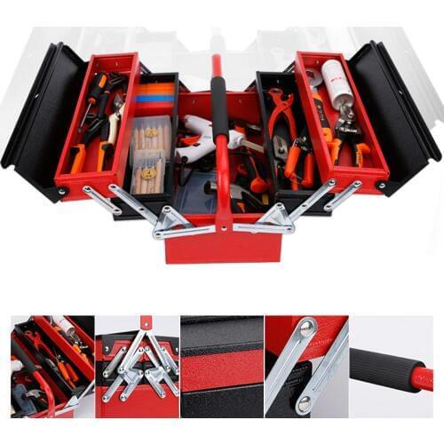 Three floors iron tool box portable folding Hardware toolbox Household Maintenance Electrician Anti-fall Tool case