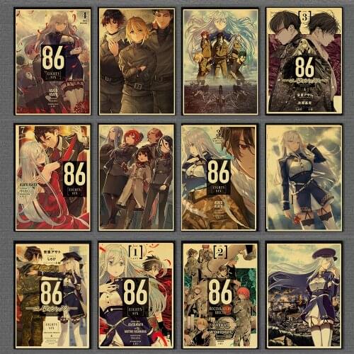 Vintage Anime 86-Eighty Six-Run through the battlefront War Retro Kraft Paper Poster For Wall Art Home Decor Living Room