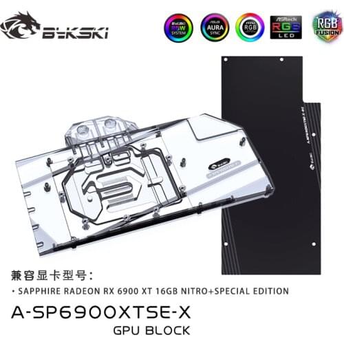 Bykski GPU Water Block for SAPPHIRE RADEON RX 6900 XT 16GB NITRO+SPECIAL EDITION Graphics Card cooled/Radiator,A-SP6900XTSE-X