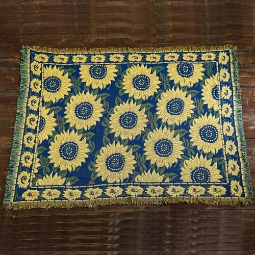 Nordic Style Sunflower Knitted Throw Blanket Soft Sofa Cover Breathable Wall Tapestry Home Decor for Living Room
