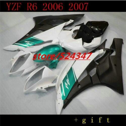 06 07 YZF R6 Fairings black White green 2006 YZF600 R6 2007 Fairing Kits Motorcycle Accessories & Parts