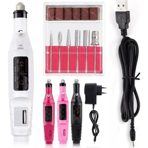 1Set Electric Nail Drill Machine Manicure Nail Milling Machine Nail Art Pen Pedicure Machine Professional Nail File Art Tools