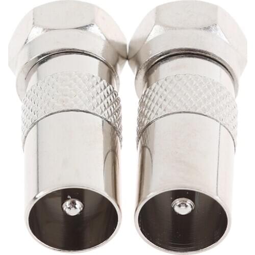 2Pcs/lot F Type Male Plug Connector Socket To RF Coax TV Aerial Male Adapter High Quality