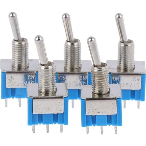 5Pcs/lot MTS-202 DPDT Switch 6A 125V AC 6-Pin ON-ON Mini Toggle Switches For Switching Lights Motors 31*13*12mm