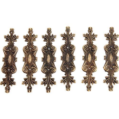 6Pcs Antique Decorative Corner Bracket Decorative Jewelry Box Wood Case Feet Leg Corner Protector Furniture Fittings with Nails