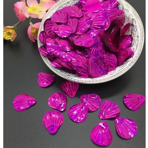 50g 18mm Big Shell Loose PVC Sequins for Crafts Sewing DIY Accessories Hologram Laser Rose Red