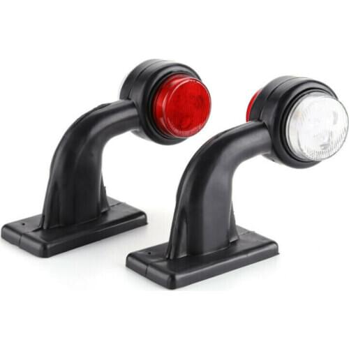 Fuleem 2PCS 10-30V 6LED Side Marker Lights Elbow Outline Rear Lamp RED White for Trailer Truck Lorry Waterproof