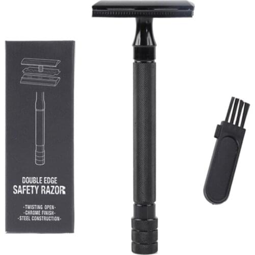 Vintage Manual Short Handle Razor with Brush Classic Safety Double Edge Mens Shaving Razor Hair Removal Beauty Supplies