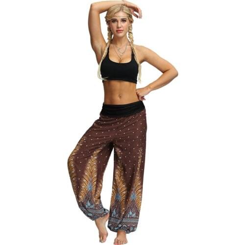 Baggy Yoga Pants Mens And Womens Casual Summer Loose Crotch Pants Retro Printed Jumpsuit Yoga Pants брюки женские