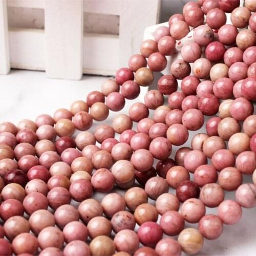 LanLi 4/6/8/10/12mm Pink Natural Rhodochrosite Loose Stone Beads For Jewelry Making Bracelet Necklace Earrings DIY