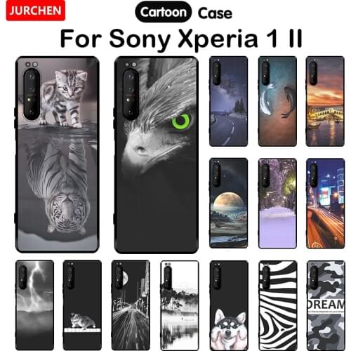 JURCHEN Phone Case For Sony Xperia 1 II Silicone Cute Cartoon Printing Bags For Sony Xperia1 II 6.5" TPU Fashion Thin Back Cover