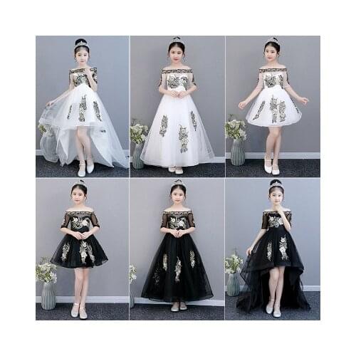 3-10 years old childrens dress princess dress fluffy girl baby show catwalk evening dress small host piano costume flower girl