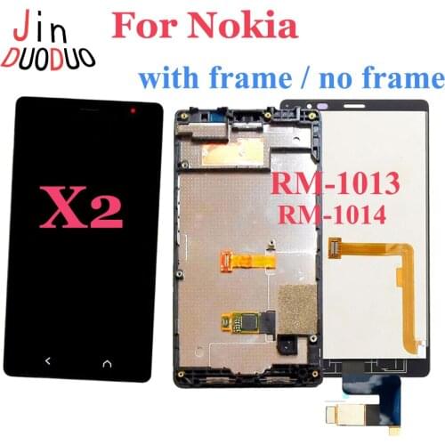 For Nokia X2 LCD Display Touch Screen Assembly With Frame For Nokia X2 Dual RM-1013 RM-1014 X2DS Lcd Replacement