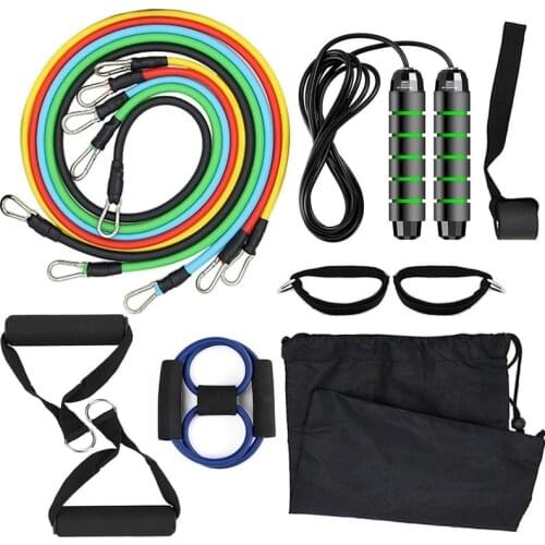 Resistance Bands 13pcs Set Workout Fintess Exercise Tube Bands Jump Rope Door Anchor Ankle Straps Handles 8-Shaped Band