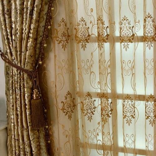 European Curtains for Living Dining Room Bedroom Floor Bay Window Shading Velvet Shading Cloth Fabric Cloth Fabric Luxury Villa