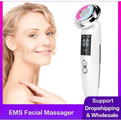 EMS Facial Massager Face Lifting Rejuvenation Sonic Vibration Wrinkle Removal Hot Cool Treatment Skin Care Beauty Tool Dropship