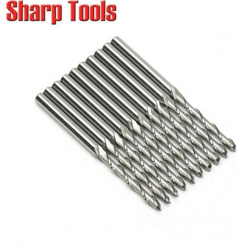 3.175*2.5*12mm 2 Flute Carbide End Mill Cutters CNC Engraving Router Bits for Acrylic MDF PVC Cut Spiral Tungsten Milling Tools