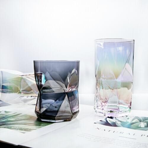 Nordic Whisky Geometric Cup Household shot Glass Cup Colorful Juice Wine Cup Transparent Mug Whiskey Beer Glass gafas verre