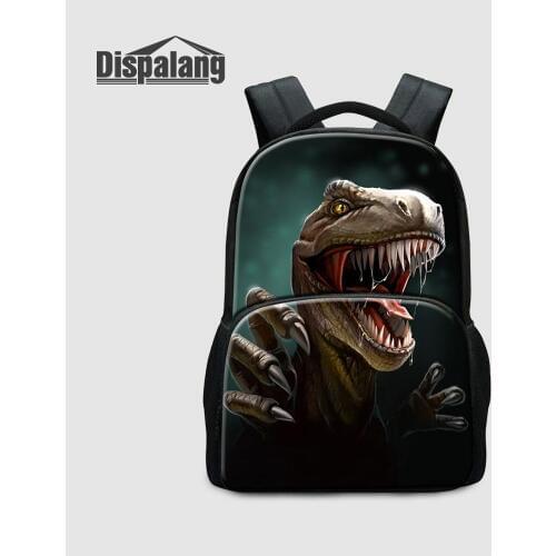 17 Inch Canvas Laptop Backpack For Teenagers Zoo Animal Dinosaur Tiger Fox School Bags Men Cool Travel Shoulder Bag Boys Bagpack