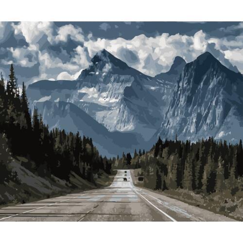 Painting By Numbers DIY Dropshipping 40x50 60x75cm Road to the mountain Scenery Canvas Wedding Decoration Art picture Gift