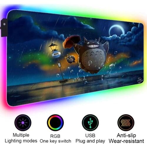 Kawaii Mouse Pad Totoro Mause Pad Gamer Desk Mat Rgb Mousepad Xl Gaming Mouse Mats Xxl Diy Mice Keyboards Computer Backlit Mat