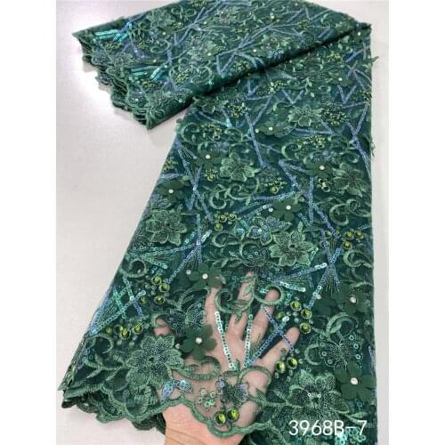 XIYA 2021 Teal Color Lace Fabric High Quality African French Lace Fabric With Sequins African French Lace For Sewging 3968B