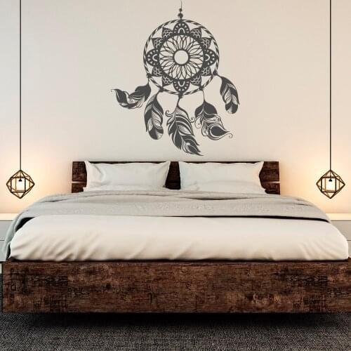 Dreamcatcher Decal Dream Catcher Wall Sticker Feather Wall Decal Boho Bohemian Bedroom Decor Poster Wall Art Decals Mural JW065