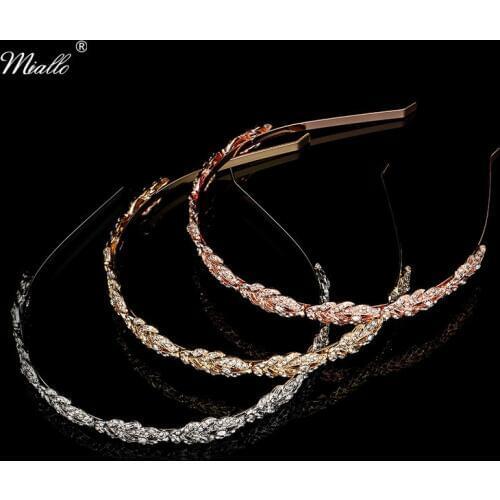 Miallo Women Crystal Rhinestone Hairband Flower Leaf Pattern Tiara Elegant Wedding Jewelry Hair Accessories Brides Tiaras