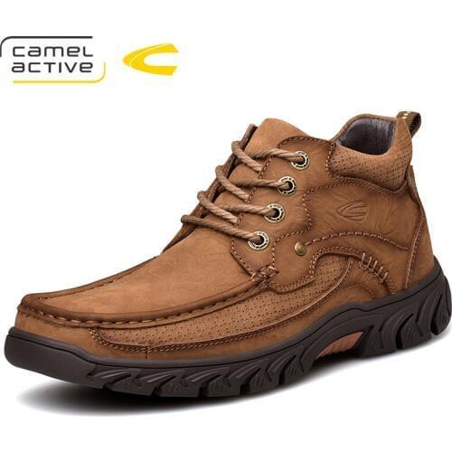 Camel Active New Winter Retro Men Boots Top Quality Genuine Leather Boots Men Winter Ankle Boots Fashion Platform Men Shoes