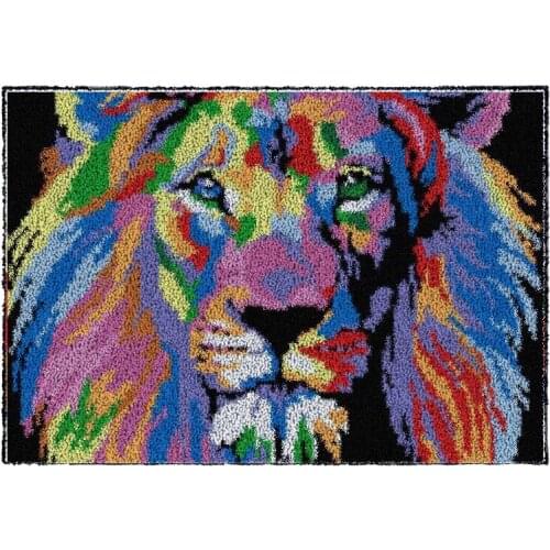 Latch Hook Rug Kits Color Lion Crocheting Carpet Rug 100% Acrylic Yarn Cushion Mat DIY Carpet Rug Home Decor