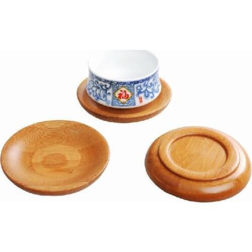 Natural Bamboo Tea Tray Pads Heat Insulation Round Table Coaster Coffee Tea Cup Mats Holder LX1582