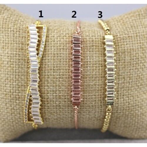 5pcs Delicate cz bracelet,multi color cubic zirconia charm with adjustable chain,handmade diy bracelet jewelry