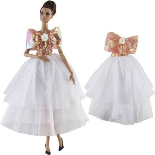 New 30cm Pink White Party Dress Fit To 1/6 Bjd Fashion Doll 12 Inch Doll Clothes Accessories Diy Dress Up Toys Gift for Girl