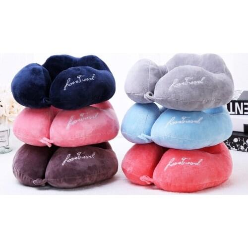 Portable U-Shaped Pillow Cervical Spine Soft Flannel PP Cotton Neck Pillow Home Car Travel Sleeping Body Pillow Slept Bedding