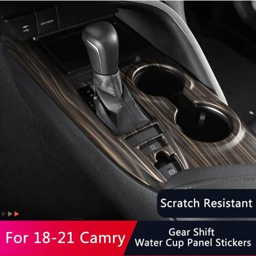 Car Center Console Gear Shift Box Cover Water Cup Panel Decorative ABS Frame Stickers For Toyota Camry 2018 Auto Interior