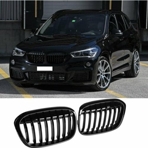 Gloss Black Front Bumper Kidney Grill Grilles for BMW X1 F48 F49 2016-2019 51117383363 51117383364
