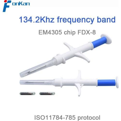 134.2KHz RFID Animal ID Chip Glass Tube TAG EM4305 Implanted Sterile Syringe Pet Identification Electronic 1.4x8mm