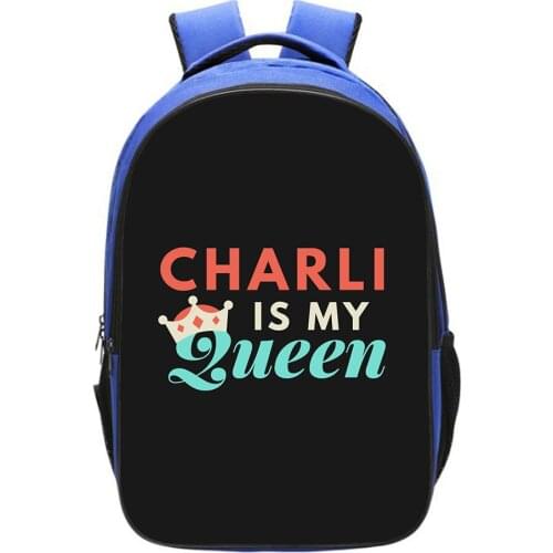 Charli Damelio Backpack Casual Blue Backpacks Ice Coffee Splatter Printing Teenager Student Backpack Funny Cartoon School Bag