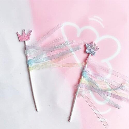 1PC Crown Star Tassel Baby Happy Birthday Cake Topper Gold Birthday Cake Topper Supplies for Kids Birthday Party Cake Decoration