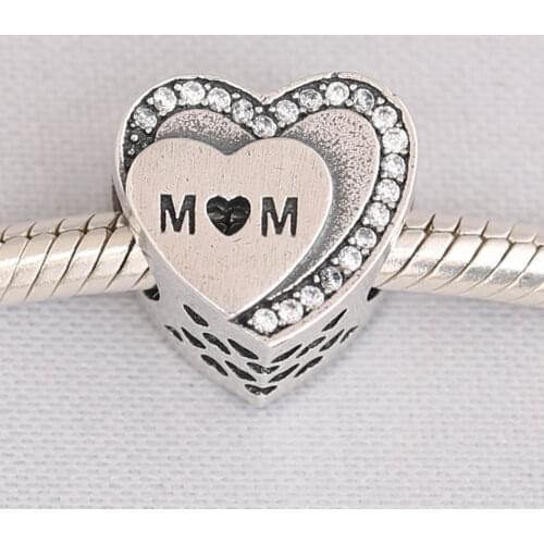 Authentic S925 Bead DIY Jewelry Tribute to Mom Charms fit Lady Bracelet Bangle Lady Birthday Gift