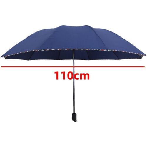 110cm Big Size Ten Bones Large Umbrella Fold Men Women Business Sunny Umbrella 3 Folding Advertising Umbrella