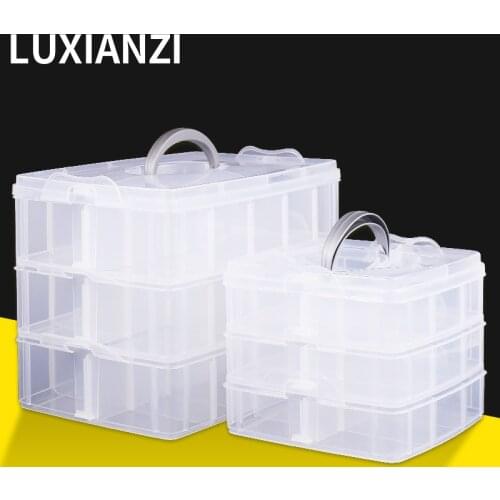 LUXIANZI 3 Layer Adjustable Storage Box With Locking HandleMetal Parts Screwdriver Hardware Multi-function Tool Box Plastic Case