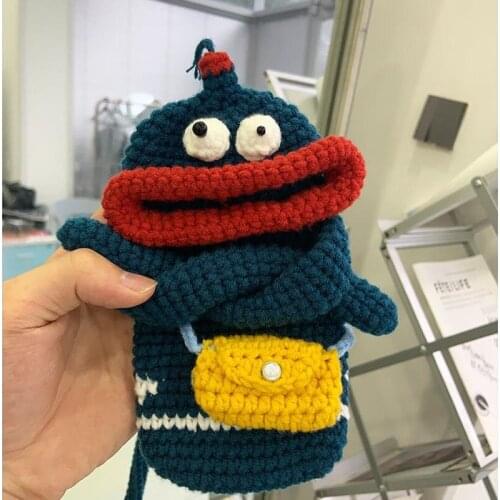 Knitted Wool Wallet Mobile Phone Square Bag Mini Woven Handbag Purse Clutch Casual Messenger Shoulder Long Straps Belt Woman Bag