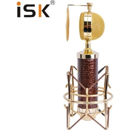 Top quality ISK RM-18 pure gold-plated large sound head condenser mic for network karaoke studio stage performance PC recording