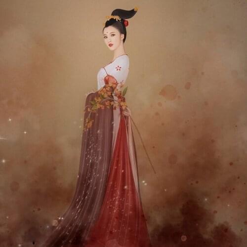 WYJN Tang Princess Maid Lady High Waist Ruqun Thematic Photography Costume Fairy Stage Show Performance Cosplay Drama Hanfu