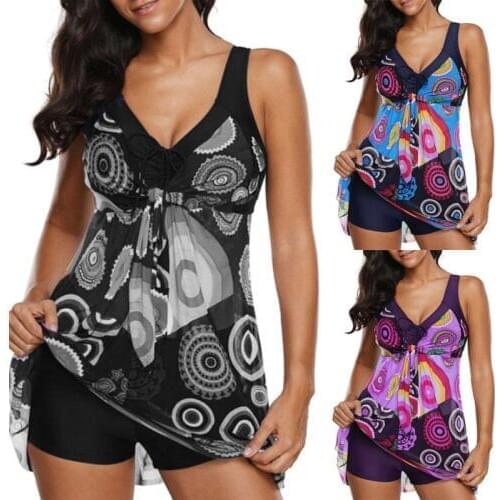 Women Tankini Set Floral Swimsuit Padded Swimwear High Waist Beachwear Bikini Set Monokini Ladies Swimwear Swimming